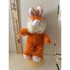 Puli International Orange Shaggy Eyelash Fur Bunny Rabbit Plush 10" PCE1185